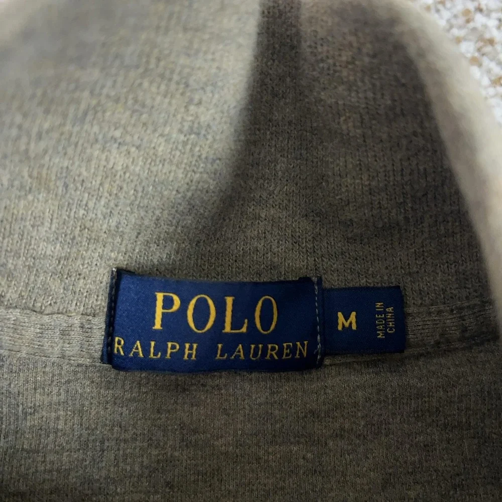 Polo Ralph Lauren Sweater Mens Medium Brown Cotton Quarter Zip Mock Neck Pony